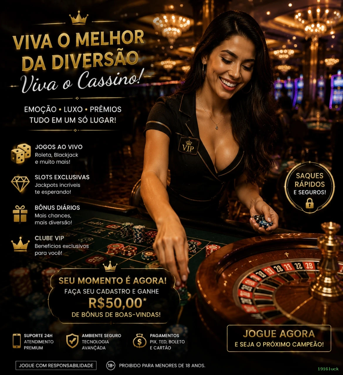 Bônus boas-vindas 1916luck R$100